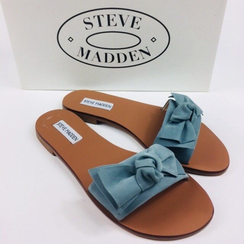 Steve Madden Womens 7 M Knotss Blue Suede Sandals